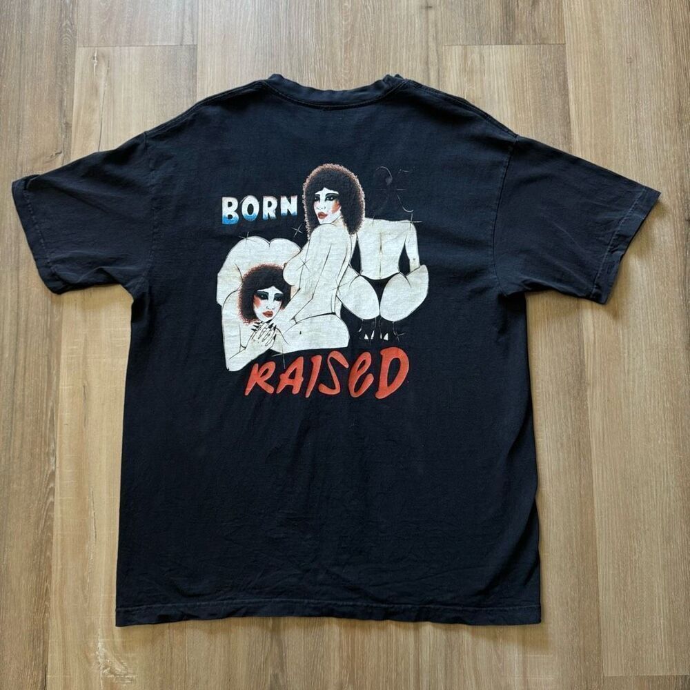 Born x Raised Brand Aqua Net Tee Black Shirt Size Large Los Angeles Streetwear